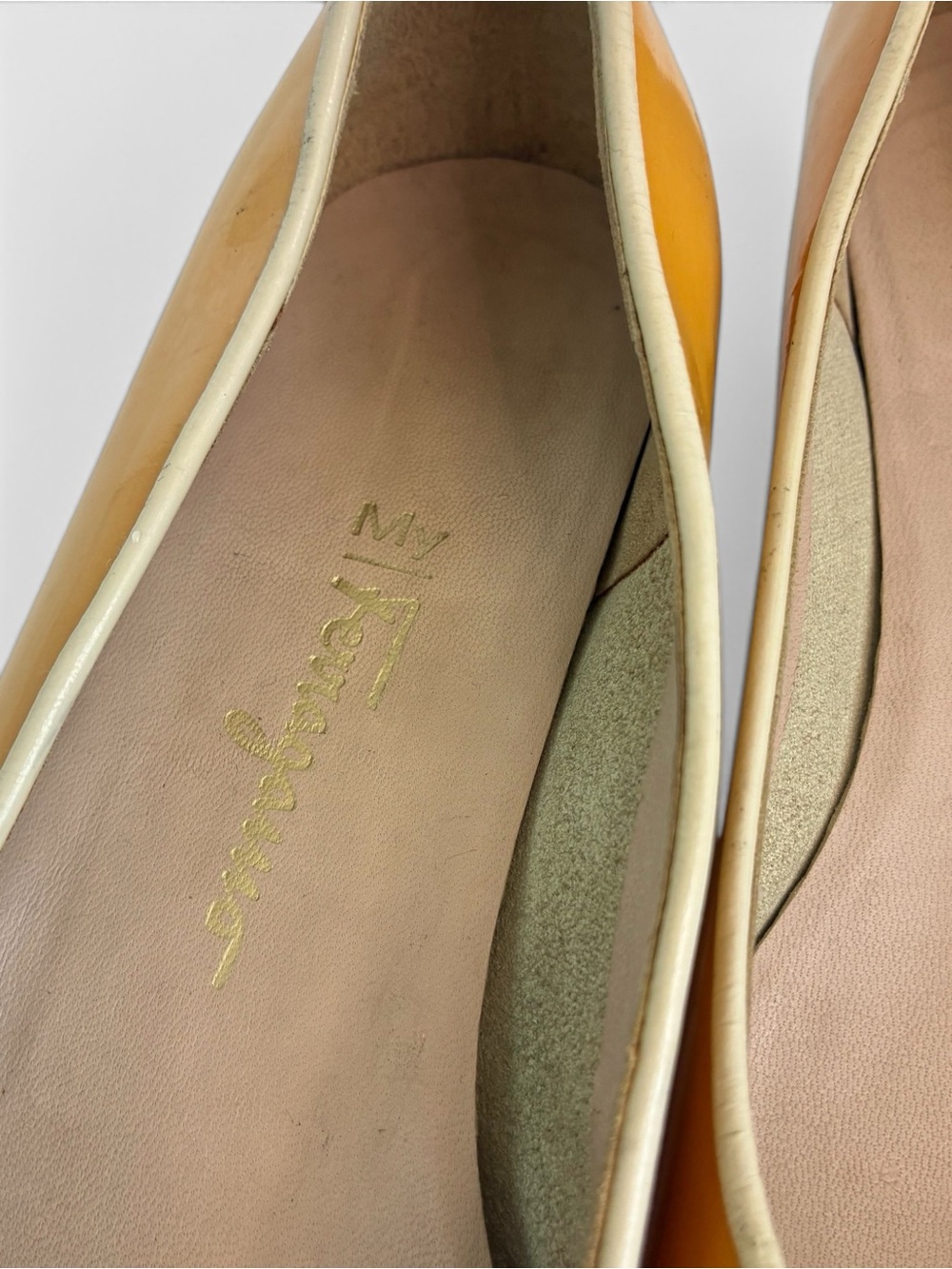 Salvatore Ferragamo Mustard Yellow Patent Leather Ballet Flats - Picture 4 of 5